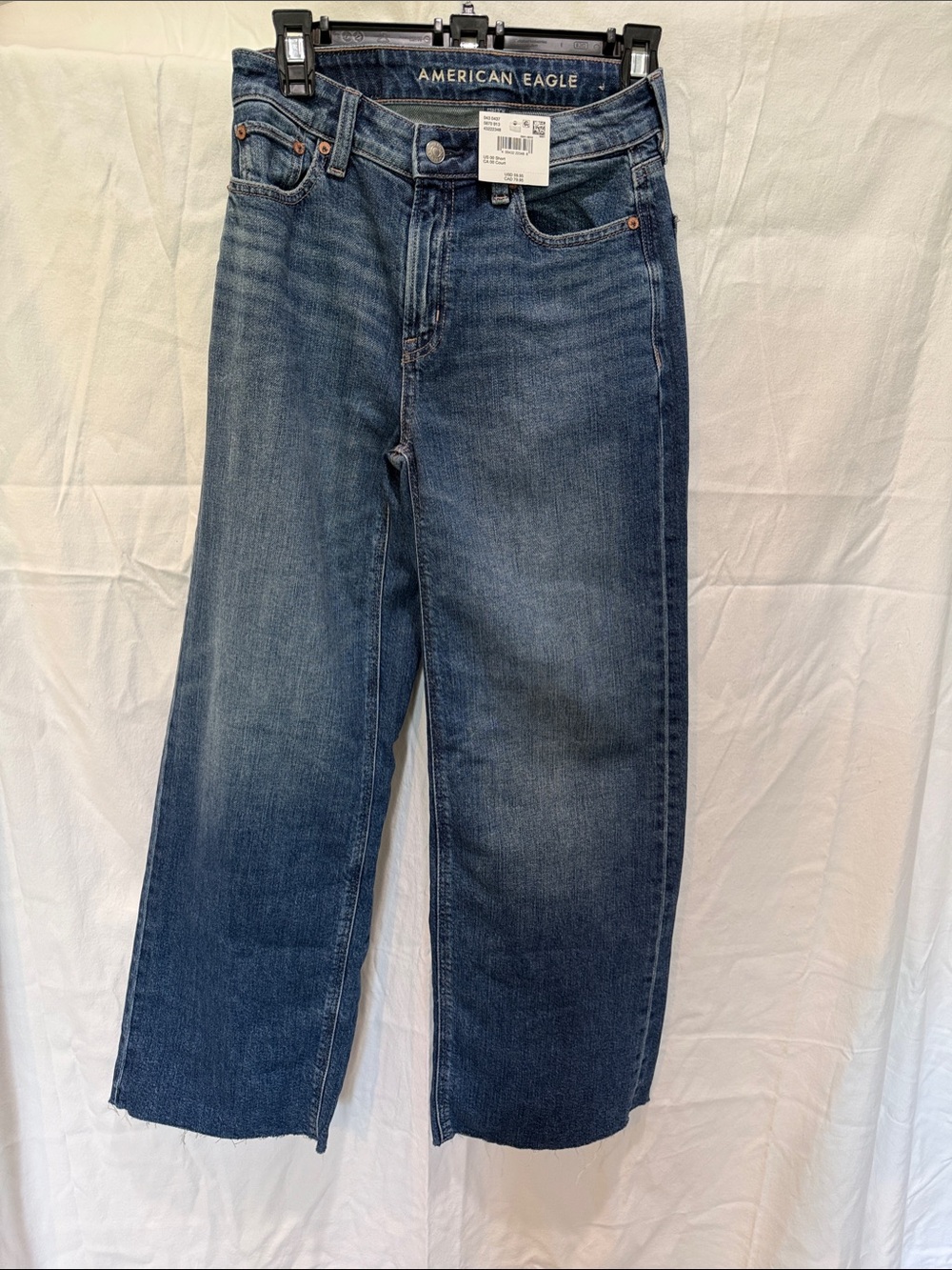 American Eagle Outfitters Distressed Blue Wide-Leg Jeans